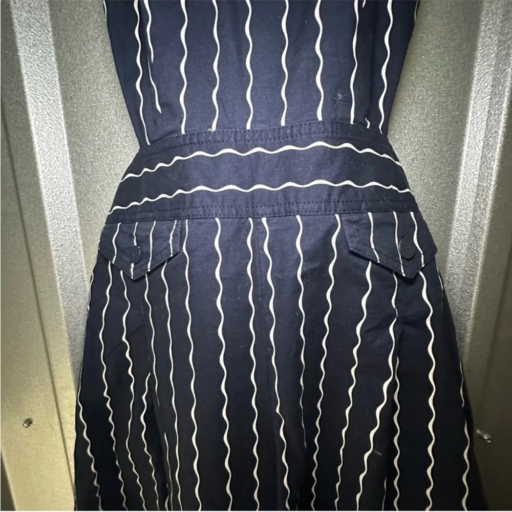Maeve Anthropologie Derby Day Nautical Pinafore Navy Stripe Wide Leg Jumpsuit 14 - Picture 11 of 14